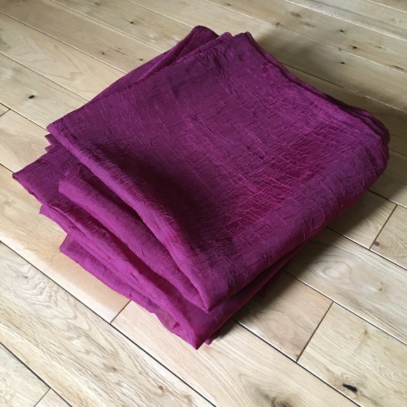 Six Shabby Chic Long Crushed Voile Curtain Panels - Picture 4 of 12